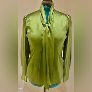 Kate Hill Green Silk Blouse Size 8